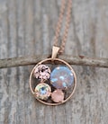 NEW Rose Gold Nude Blush Circle Pendant,Mixed Crystal Geometric Pendant Necklace,Vintage Dusky Rose,Matte Blush,Cappuccino De Lite,Layering