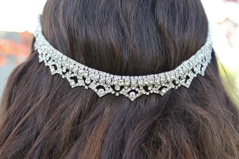 UNIQUE Silver Lacy Rhinestone Hair Chain,Bridal Back Headpiece,Clear Crystal Rhinestone,Delicate Pair Hair Combs,Weddings,Boho,Headpiece