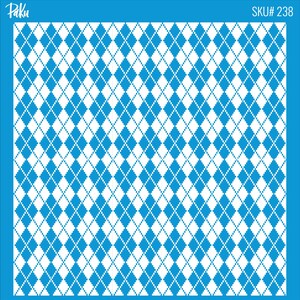 Argyle Check Silk Screen Reusable Mesh Stencil 11x11 cm/ Polymer Clay Silkscreens / Pottery Stencils / Cookie Stencils / Paku Tools SKU-238