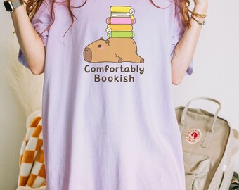 Bookish Capybara Shirt | Book Lover Tee | Reading Animal Gift