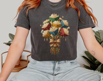 Book Bouquet T-Shirt | Book Lover Gift, Literary Floral Tee, Bookish Bouquet Shirt, Reader Graphic Tee, Bookworm Present