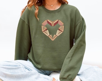 Book Heart Crewneck Sweatshirt: Cozy Unisex Literary Jumper