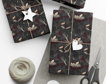Dark Romance Wrapping Paper for Book Lovers, Gothic Gift Wrap
