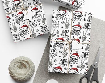 Skull Santa Holiday Wrapping Paper: Gothic Christmas Gift Wrap