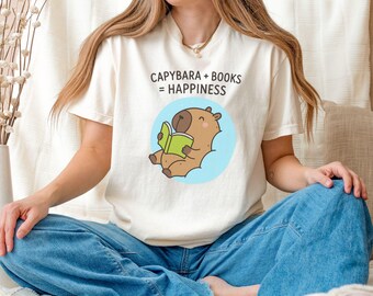 Capybara Reading Shirt,  Animal and Book Lover Gift