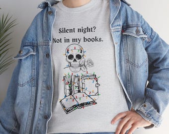 Gothic Skull & Books T-Shirt: Dark Romance Christmas Tee