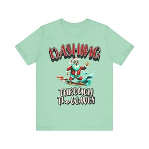 Surfing Santa T-Shirt: Beach Christmas Holiday Tee