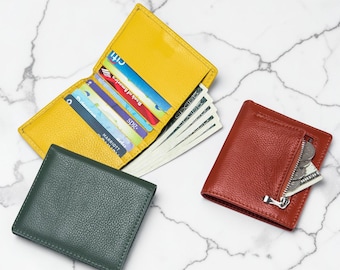 Genuine Leather Short Wallet – Compact Card & Coin Holder