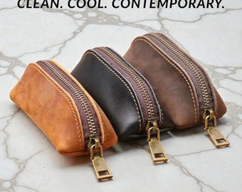 Vintage Leather Coin Purse – Retro Compact Zipper Wallet