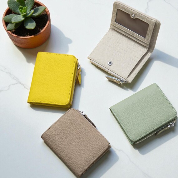 Genuine Leather Mini Wallet – Colorful Coin Purse, Compact Everyday Essential