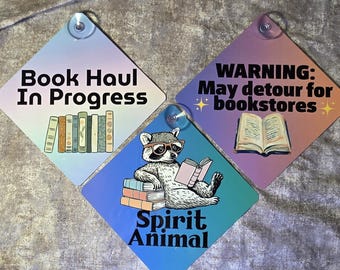 Book Lover Car Sign | Suction Cup Reader Window Decal