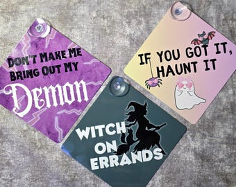 Halloween Car Signs | Spooky Season Window Hanger