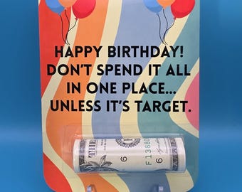 Personalized Happy Birthday Money Holder, Funny Cash Gift for Teens, Personalize Name and Store