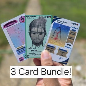 Custom Trading Cards, Personalized Character Art, Kids Drawings to Prints (3 Cards)