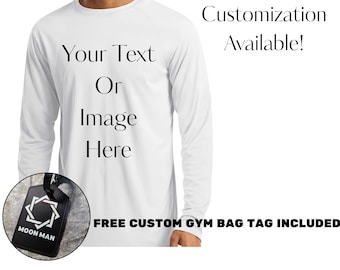 Men's Customed Long-Sleeved Work Out Tops / Personalized Shirts / Athletic Attire / Exercise and Sports Shirts
