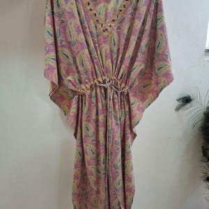 Cotton Printed Kaftan Indian Kaftan Long Kaftan Dress for Moms Beach Cover Up Sleepwear Indian Kaftan Maxi Dress Bikini Cover Kaftan
