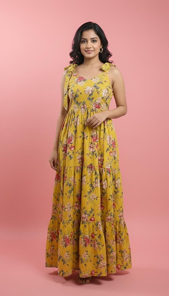mustard yellow floral dress Australian Linen Dress Mustard Yellow Floral Print,... From Yyw220905,  Rs.30,086.19 In Bulk