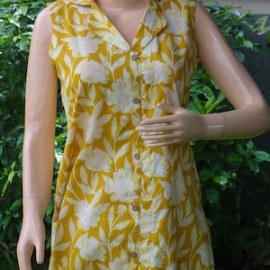 Yellow Color Hand Block Printed Cotton Dresses Indian 100% Cotton Light Weight Summer Dressmaking Womens Clothing Kids Dresses