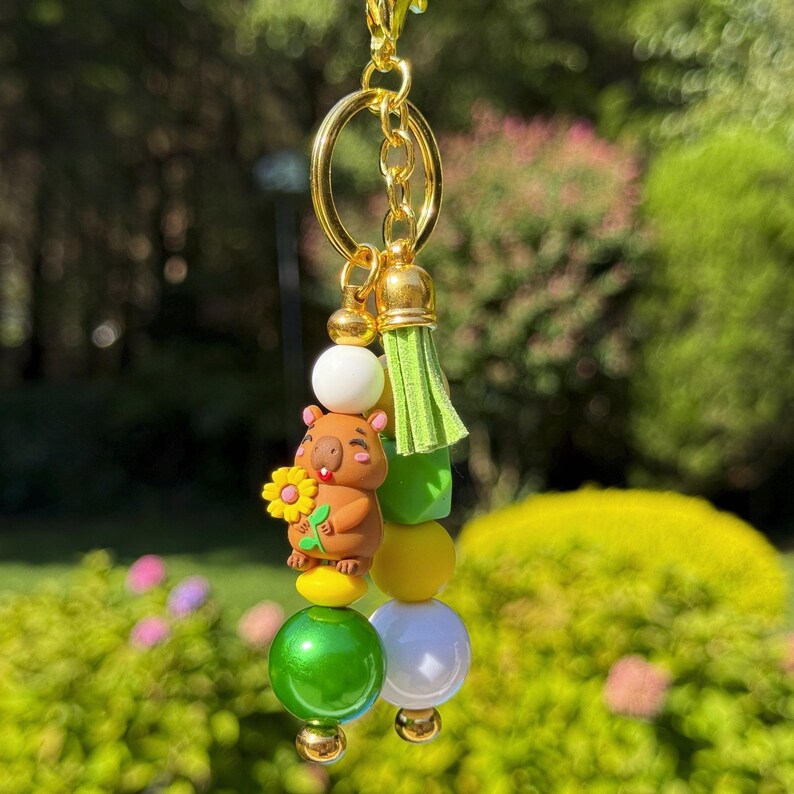 Capybara Rhinestone Key Ring – Sparkly Bag Charm - Etsy