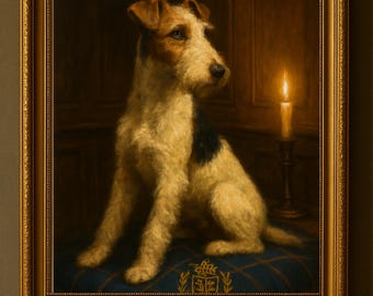 Impresión de fox terrier estilo Ralph Lauren / Retrato de perro ecuestre (descarga digital)