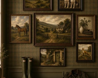 British Country Club Gallery Wall Bundle | Equestrian & Countryside Prints | Rustic Manor Decor (Digital Download)