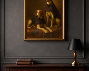 Ralph Lauren Inspired Equestrian Dog Portrait | Moody Old Money Wall Art (Digital Download)