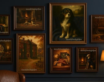 Set di stampe da parete in stile Ralph Lauren con cani, cavalli e immagini di università (download digitale)