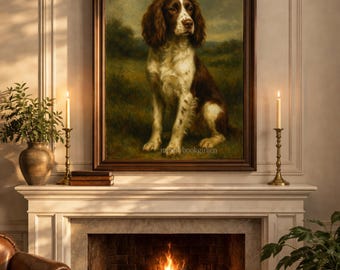 English Springer Spaniel Portrait | Moody Country Club Wall Art | British Countryside Print (Digital Download)