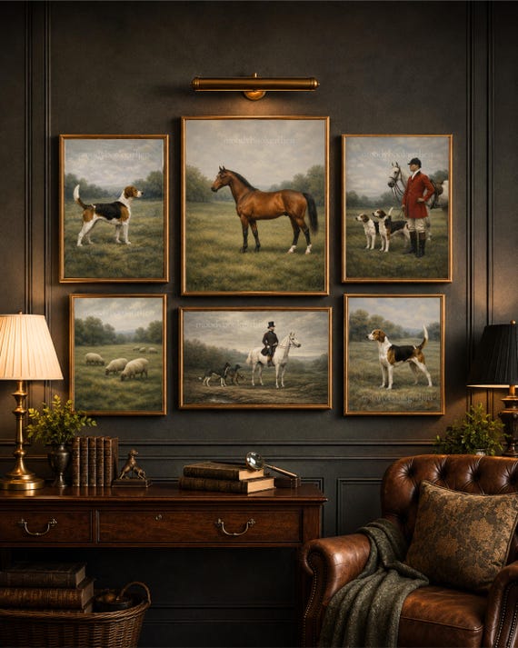 Ralph Lauren Style Sporting Gallery Wall Set of 6 | English
