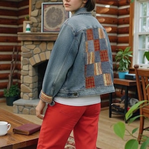 Talbots Denim Jacket, Patchwork Country Style Fabric, Size XL *NEW Jacket*