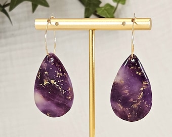 Amethyst Polymer Clay Earrings: bright and shiny, purple polymer clay earrings