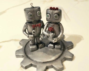 Custom Robot Wedding Cake Toppers - Personalized