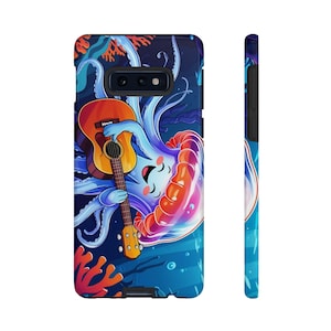 Funda para teléfono con medusas, adorable funda con temática oceánica, diseño musical de criaturas marinas, regalos para amantes de la vida marina, accesorios para teléfono
