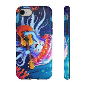 Bonita funda de medusa para teléfono, inspirada en el océano, divertida y colorida, regalo para amantes del océano, decoración playera vibrante.