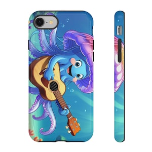 Funda para teléfono con medusas divertidas, bonito diseño oceánico, regalo de vida marina, estilo veraniego, accesorios para niños, regalo para amantes de la playa.