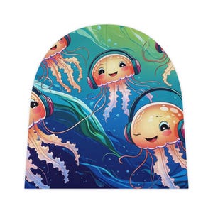 Jellyfish Baby Beanie: Ocean-Themed Newborn Hat, Soft Polyester Knit