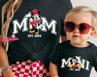 Disneyland Minnie Mom Daughter Tee, Mickey Dad Sweatshirt, Mouse Mama Matching Tees, New Mother Hoodie, WDW Dada Shirt, Mother's Day Tees
