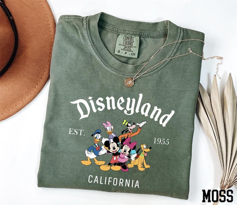 Comfort Colors Disneyland Est 1955 Shirt, Disneyworld Family Matching Trip Tee, Disneyland California Mickey and Friends Shirt image 5