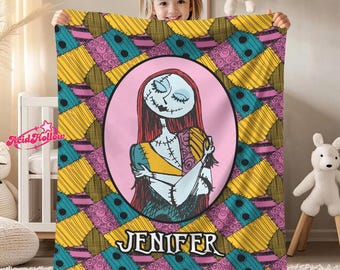 Personalized Disneyland The Nightmare Before Christmas Blanket, Custom Name Jack Skellington Sally Blanket, Disneyland Oogie Boogie Birthday