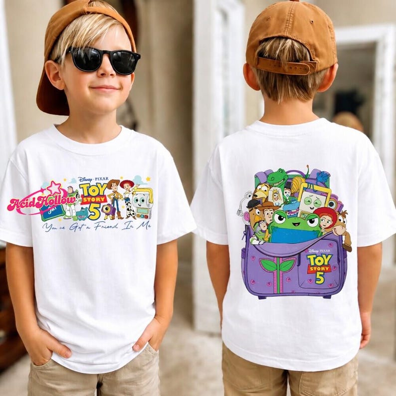 2-Sided Pixar Toy Story 5 Comfort Colors Shirt, You've Got A Friend In Me Tee, Woody Etch Lenny Mr Spell Tee, Disneyland Vacation 2026 imagem 6