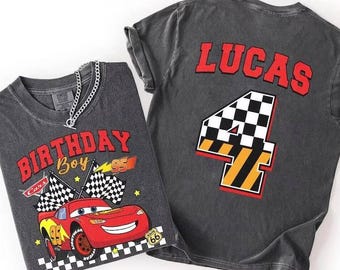 Disneyland Cars Custom Name Birthday Shirt, Lightning McQueen Birthday Boy, Pixar Pit Crew Family Matching Gift, Racing Car Birthday Trip