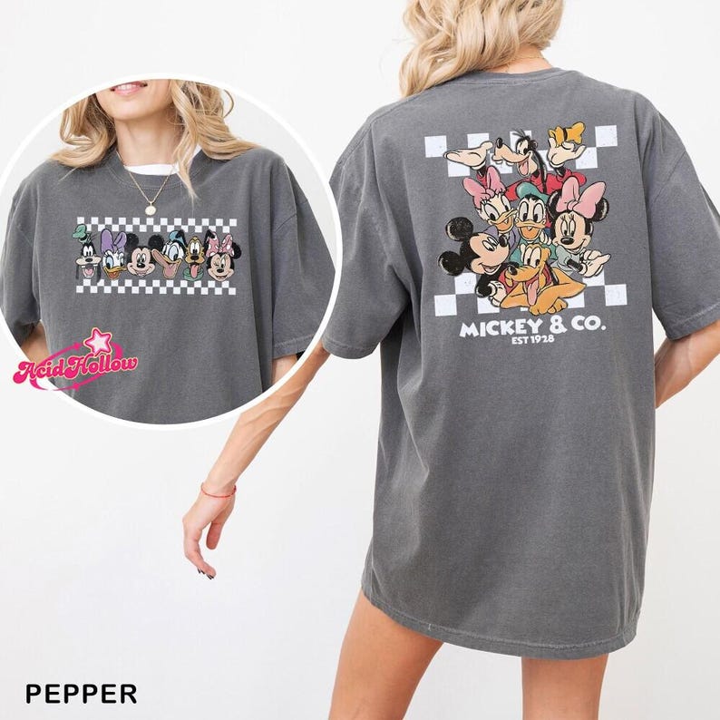 Checkered Retro Disneyland Mickey and Co Shirt, Comfort Colors Shirt, Disneyland Mickey Shirt, Disneyland Friends Shirt, Disneyland Trip Tee image 2
