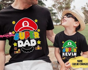Super Mario Dad Son Matching Shirts, Father's Day Gift, New Dad Shirt, Super Mario Birthday Shirt, Super Kiddio Shirt Super Daddio Shirt