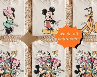 Custom All Mickey and Friends Characters Retro Shirt, Customize Disneyland Characters Shirt, Mickey And Minnie Head Sketch Trip 2026