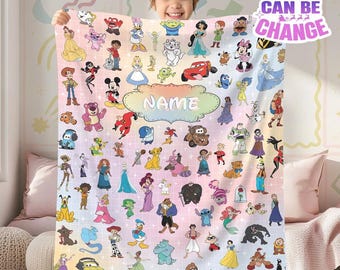 Personalized Disneyland All Characters Blanket, Mickey And Friends Blanket, Princesses Blanket, Toy Story Blanket, Disneyworld Xmas Blanket
