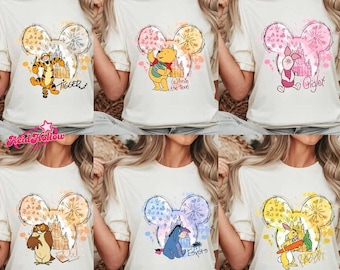 Disneyland Winnie The Pooh Shirt, Disneyland Family Trip 2026 Name Tee, Family Matching Shirt, Piglet Tigger Eeyore Mickey Watercolor Shirt