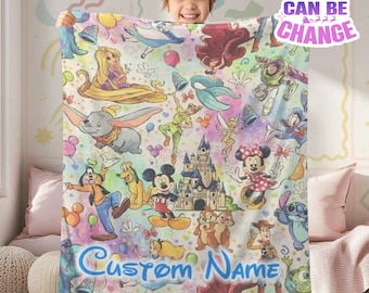 Personalized Disneyland Characters Blanket, Mickey And Friends Blanket, Disneyland Castle, DisneyPrincess Blanket, Magic Kingdom Blanket