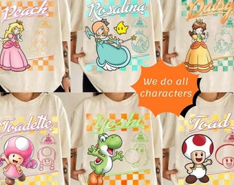 Customize All Characters Super Mario Retro Shirt, Family Matching Holiday Trip Matching Tee, Super Mario Birthday Trip Gifts