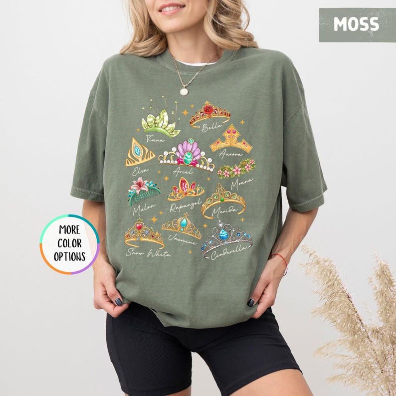 Comfort Colors Disneyland Princess Crown Shirt, Cinderella Belle Rapunzel Ariel Snow White, Disneyland Girl Trip Shirt, Magic Kingdom Tee immagine 2