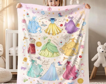 Watercolor Disneyland Princess Blanket, Princess Coquette Bows Blanket, Disneyland Princess, Disneyland Girls Trip Blanket, Birthday Party